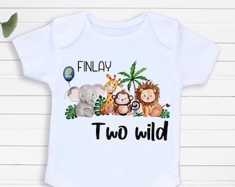 Safari 2e anniversaire garçon tenue deux Jungle sauvage deuxième anniversaire chemise Safari animaux bambin garçon tenue avec jarretelle Short noeud papillon