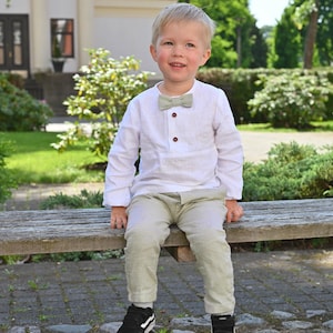 Baby Boy Baptism Outfit Sage Baby Boy Christening Outfit Boys Linen Suit Ring Bearer Outfit Baby Boy Suit Birthday Outfit Suspenders Bow Tie