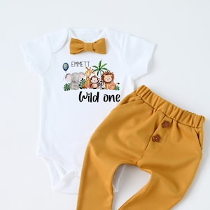 Safari 1st Birthday Outfit Boy, Zoo Birthday, Jungle Birthday Shirt, Custom First Birthday Outfit, Wild One, Giraffe, Elephant, Monkey, Lion