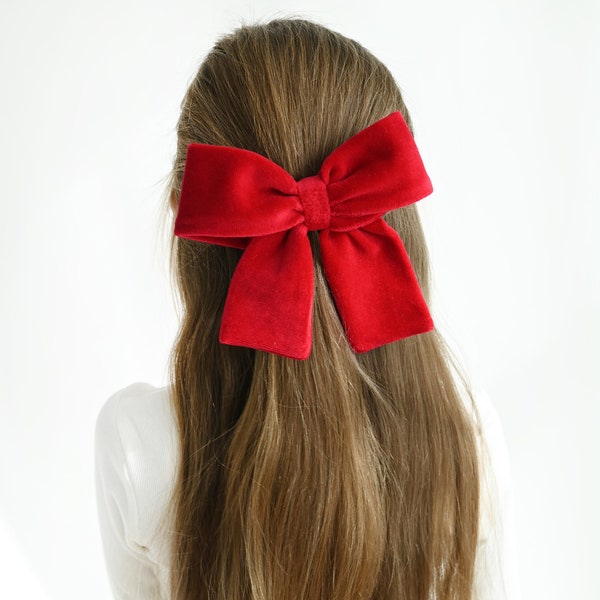 Noeud de cheveux en velours rouge gros noeuds pour filles noeud de Noël noeud de velours rouge avec clip noeud de cheveux surdimensionné gros noeud sur clip tenue de Noël