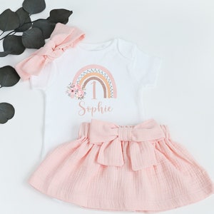 1st Birthday Girl Outfit Boho Rainbow Rose Gold Birthday Outfit First Birthday Outfit Girl Personalized Outfit One Summer Birthday Blush