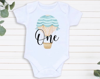 Hot Air Balloon 1st birthday boy bodysuit Personalized First Birthday Outfit Birthday Vest Boy Up Up And Away Birthday Outfit