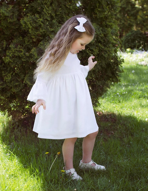 Girls White Dress Linen Dress for Girls Christening Dress Wedding Dress Baby Girl Dress Boho Dress Ruffle Dress Girls Occassion Wear Formal Etsy Canada