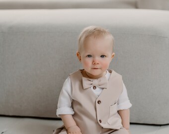 Yimutian Babykledingset voor jongens, 4-delig, zomer, doop, bruiloft, pak met korte mouwen, hemd bretels, shorts en vlinderdas, kinderpak, feestelijk pak set, Donkerblauw, 3-4 Jaar