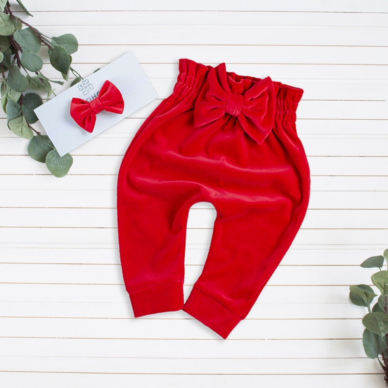 Red Baby Girl Pants and Bow Baby Girl Leggings Toddler Etsy
