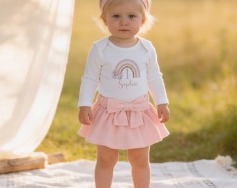 1st Birthday Girl Outfit Boho Rainbow Rose Golden One First Birthday Personalized