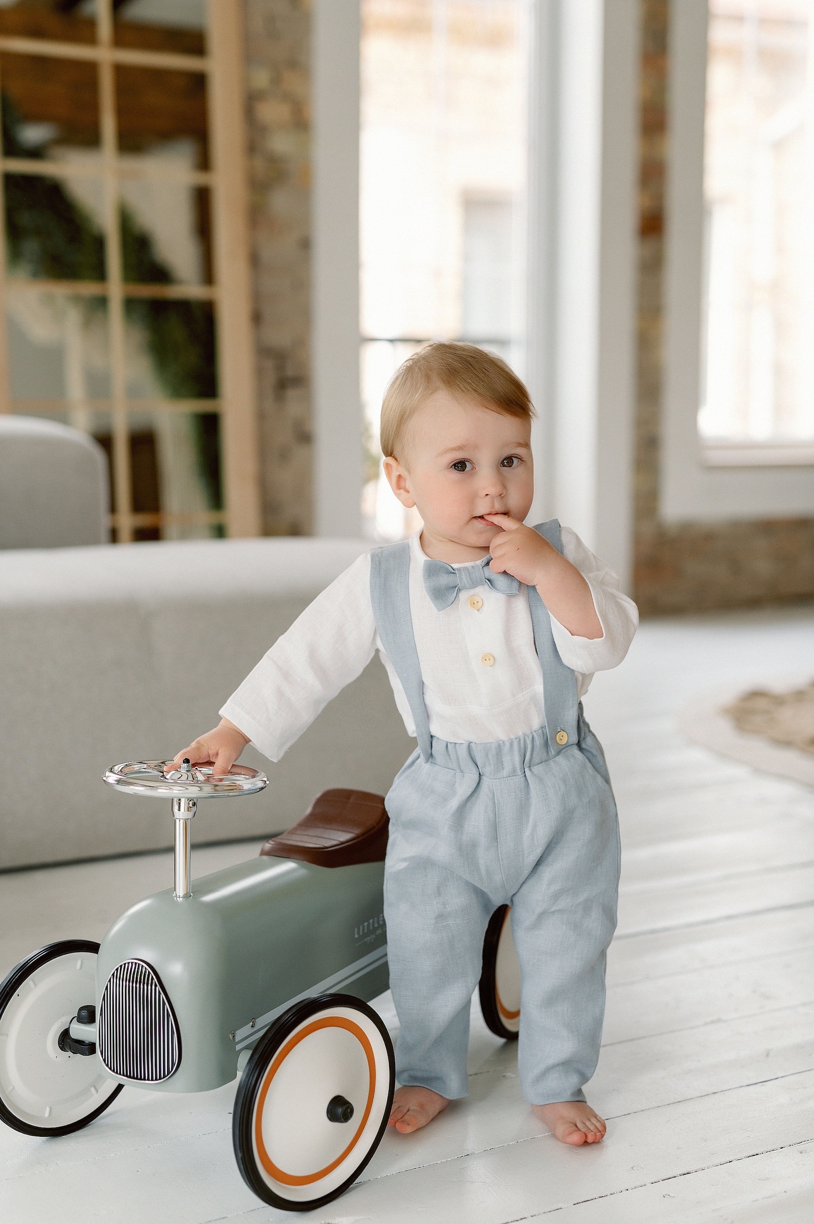 Baby Boy Christening Outfit Boy Baptism Outfit Linen Clothes Light Blue ...