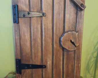 Horse Head Handle Rustic cottage style Handmade solid wood wall Cupboard