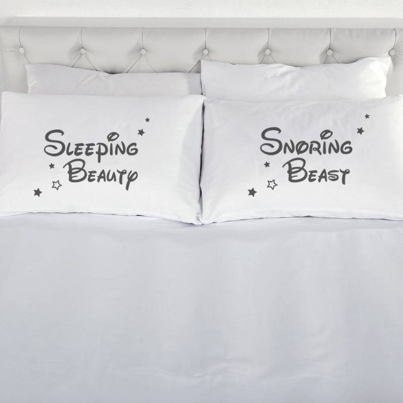 Sleeping Beauty Snoring Beast Pillow Cases His Hers Etsy