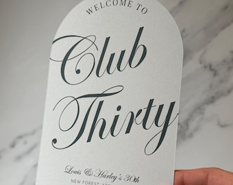30th Birthday Weekend Itinerary cards - Club Thirty Design
