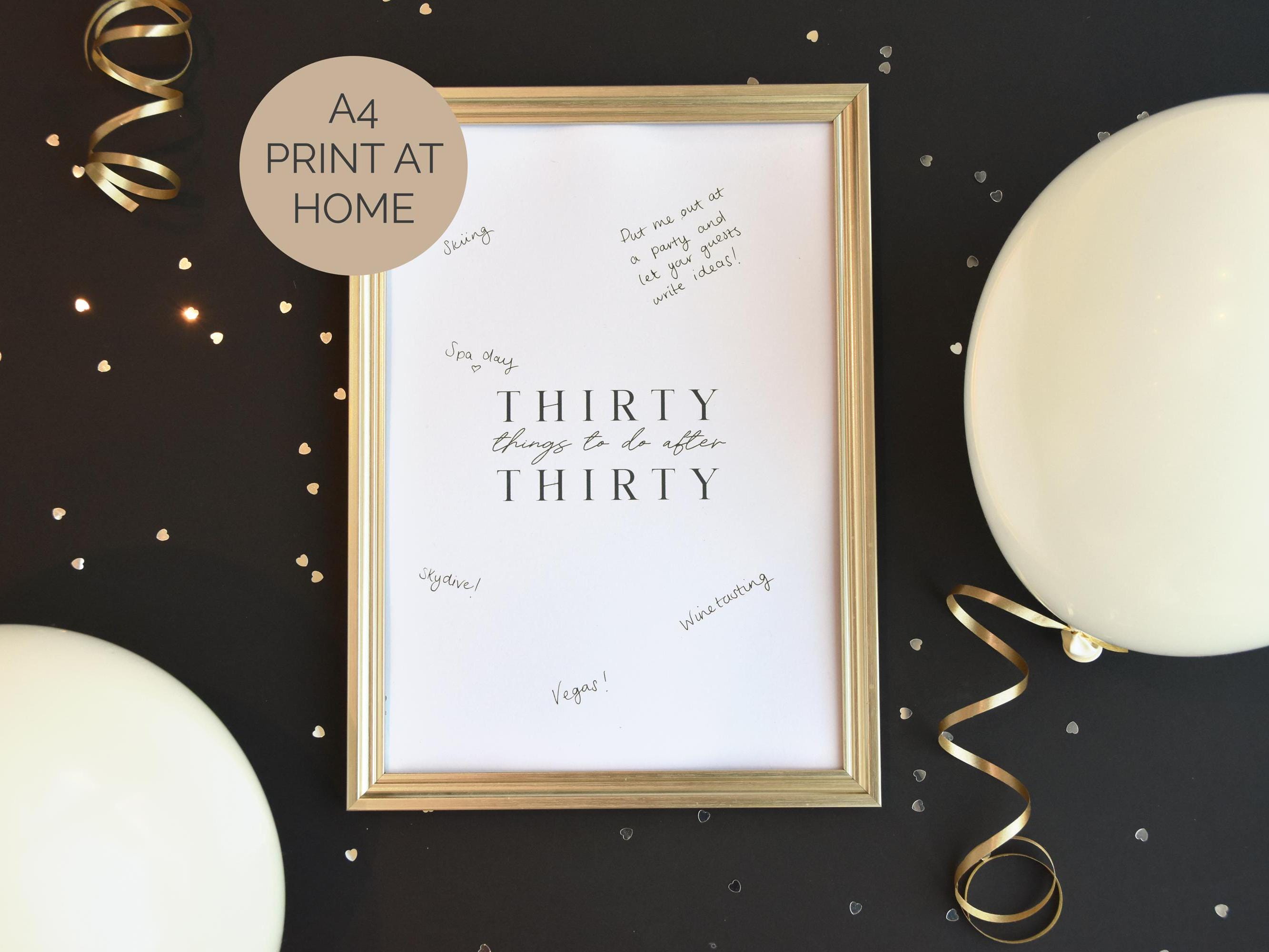 30th birthday bucket list - Digital download; A4 print at home; 30th guest book; 30 things to do after 30; 30th party sign; 30th party theme
