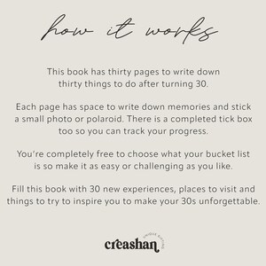 30 Things To Do After You Turn 30 Activity Bucket List Book; Personalised 30th Birthday Gift