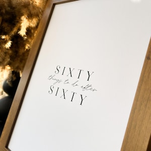 60th Birthday Guest Book Idea: Sixty Things To Do After Sixty A4 Print