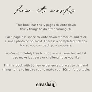 Personalised 30th Birthday gift; 30 Things To Do After You Turn 30 Activity Bucket List Book