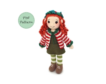 Holly The Elf - Crochet Amigurumi Pattern - PDF Download - ENGLISH Written Instruction and Photo Tutorial - 28cm (11in) doll