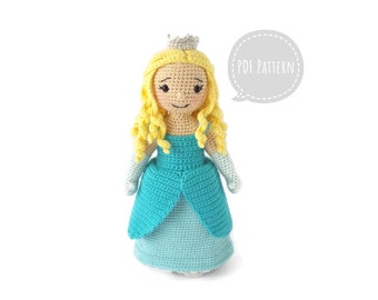 Princess Penelope Doll - Crochet Amigurumi Pattern - Smiley Crochet Things - PDF Download - Instructions & Photo Tutorial - 28cm (11in) Doll