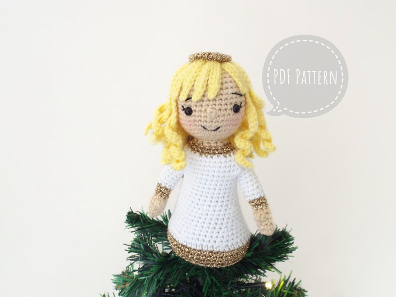 Angelica the Angel Christmas Tree Topper  Crochet Amigurumi image 1