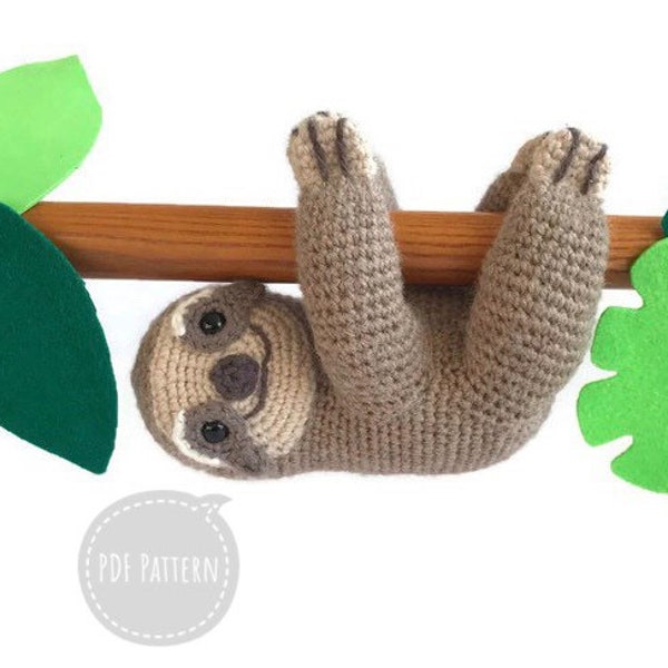 Sebastian the Sloth - Crochet Amigurumi Pattern - Smiley Crochet Things - PDF Download - Written Instructions and Photos
