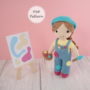 Annabel the Artist - Crochet Amigurumi Pattern - ENGLISH Written instructions and Photo Tutorial