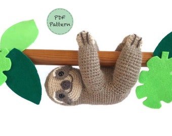 Sebastian the Sloth - Crochet Amigurumi Pattern - Smiley Crochet Things - PDF Download - ENGLISH Written Instructions and Photos