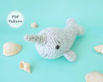 Norbert der Narwal - Amigurumi Häkelanleitung - Smiley Crochet Things - PDF Download - Englische schriftliche Anleitung und Foto-Tutorial
