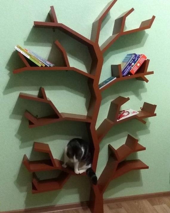 Tree Bookshelf Rustic Bookshelf Tree Shelf Interior Hand Etsy