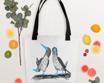 Blue-Footed Booby Tote Bag - Bird Nerd - Birder - Bird Lover - Wildlife - Nature - Drawing