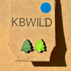 Christmas Tree - Wood Earring Studs - Holiday - Festive - Xmas - Pine Tree