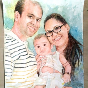 Custom Portrait Personalised Portrait Family Portrait Watercolor Painting WeddingPortrait Personalized Wedding Gift Custom Portrait Painting image 1