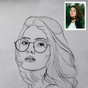 Custom Portrait, Photo to Sketch, Line Art, Photo to Drawing, Birthday Gift, Girlfriend Boyfriend Gift, Valentine&#39;s Day Gift
