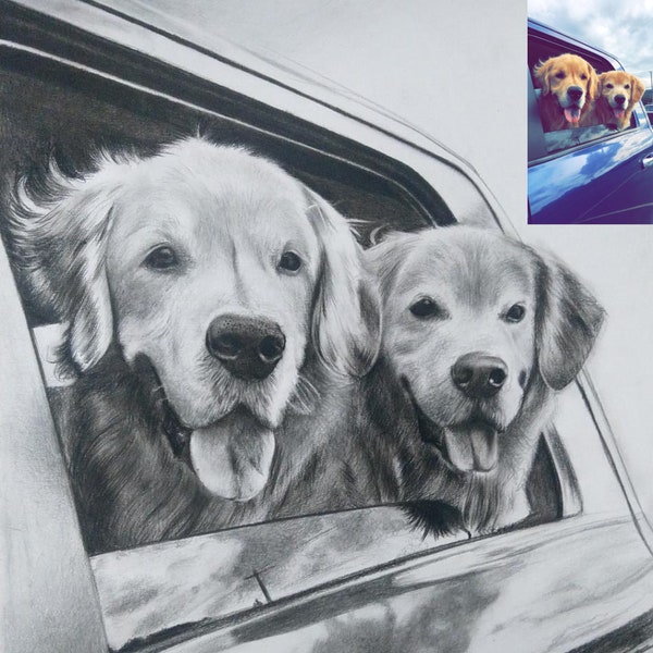 Custom Pet Portrait,Pet Memorial,Charcoal Drawing, Pet Portrait, Pencil Drawing, Dog Portrait, Personalized pet gift, Pet Remembrance