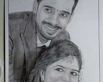 Custom Portrait, Anniversary Gift, Birthday Gift,Photo to Sketch, Pencil Sketch,Wedding,Romantic Valentine's Gift, Girlfriend Boyfriend Gift