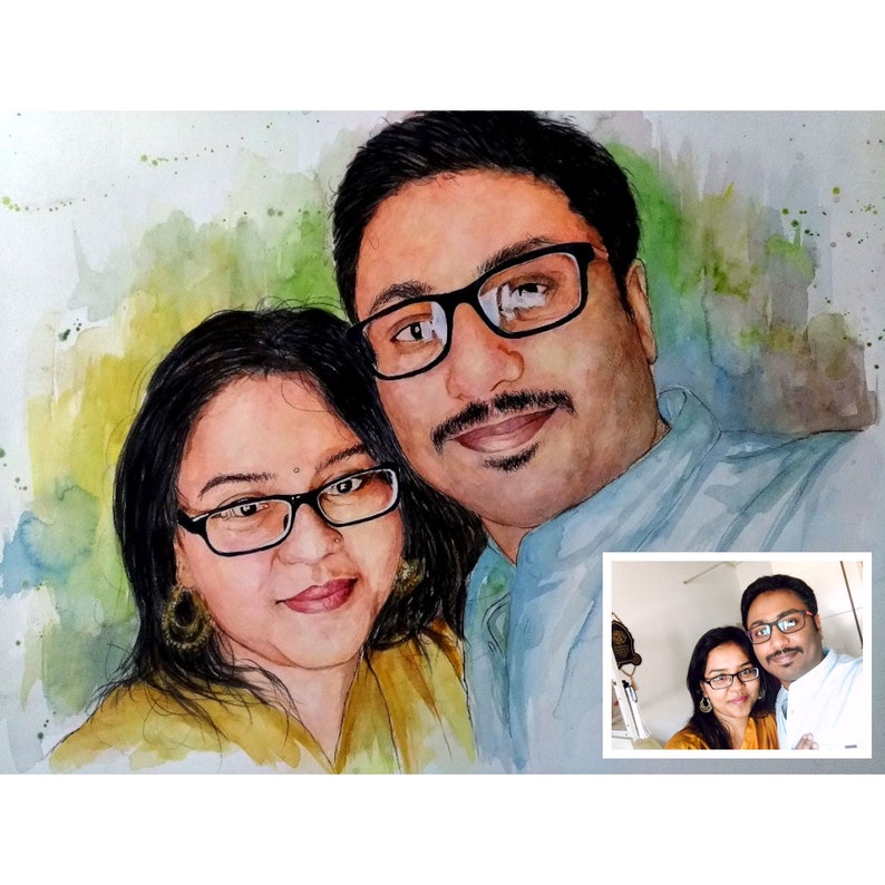 Custom Portrait Personalised Portrait Family Portrait Watercolor Painting WeddingPortrait Personalized Wedding Gift Custom Portrait Painting image 8