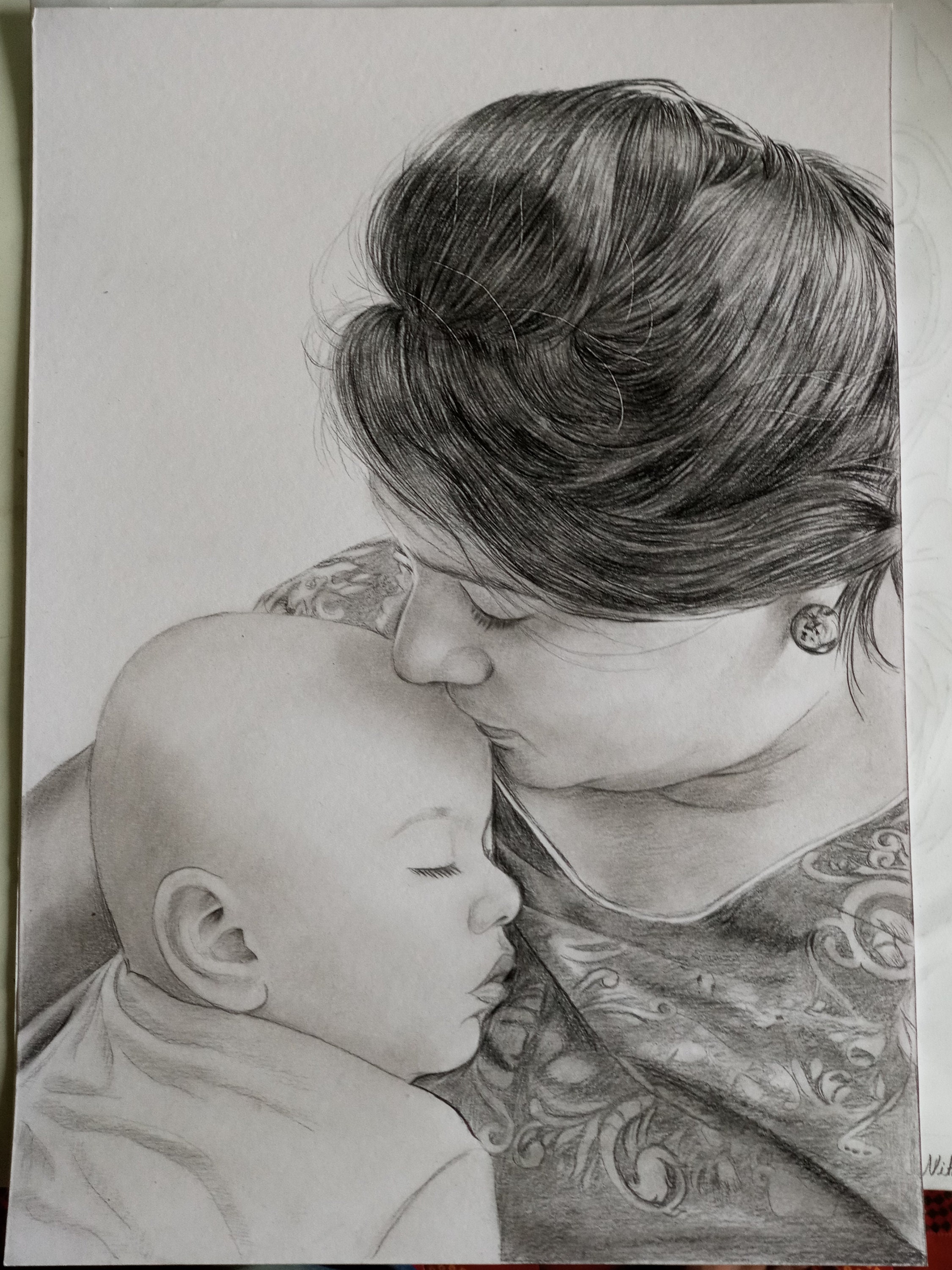 Mother and baby love drawing Mothers day drawing pencil drawing  YouTube
