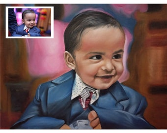 Custom Portrait, Birthday Gift, Oil Painting, Photo to Painting, Baby Gift,  Gift for Kids, Baby Shower Gifts, baby Portrait