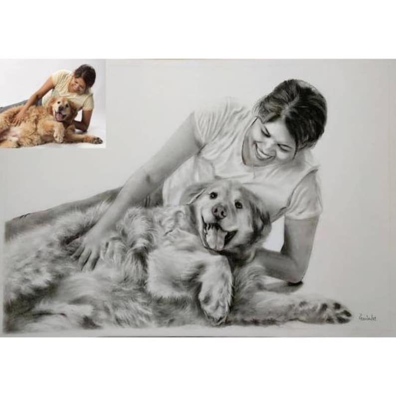 Custom Pet Portrait,Pet Memorial,Charcoal Drawing, Pet Portrait, Pencil Drawing, Dog Portrait, Personalized pet gift, Pet Remembrance image 5