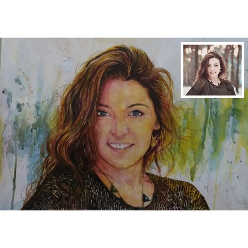 Custom Portrait, Girlfriend Gift, Photo to shops painting, Watercolor painting,Valentine's Romantic gift,Couple portrait, Birthday Gift, Boyfriend