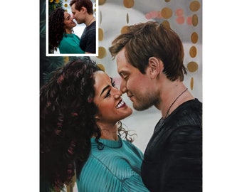 Personalisiertes Portrait, Romantisches Valentinstagsgeschenk, Jahrestagsgeschenk, Geburtstagsgeschenk, Foto zum Malen, Ölgemälde, Hochzeit, Freundin Freund Geschenk