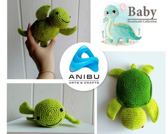 Pure Green Turtle | Knitted Toy for Kids | Stuffed Crochet Knit Sea Animal