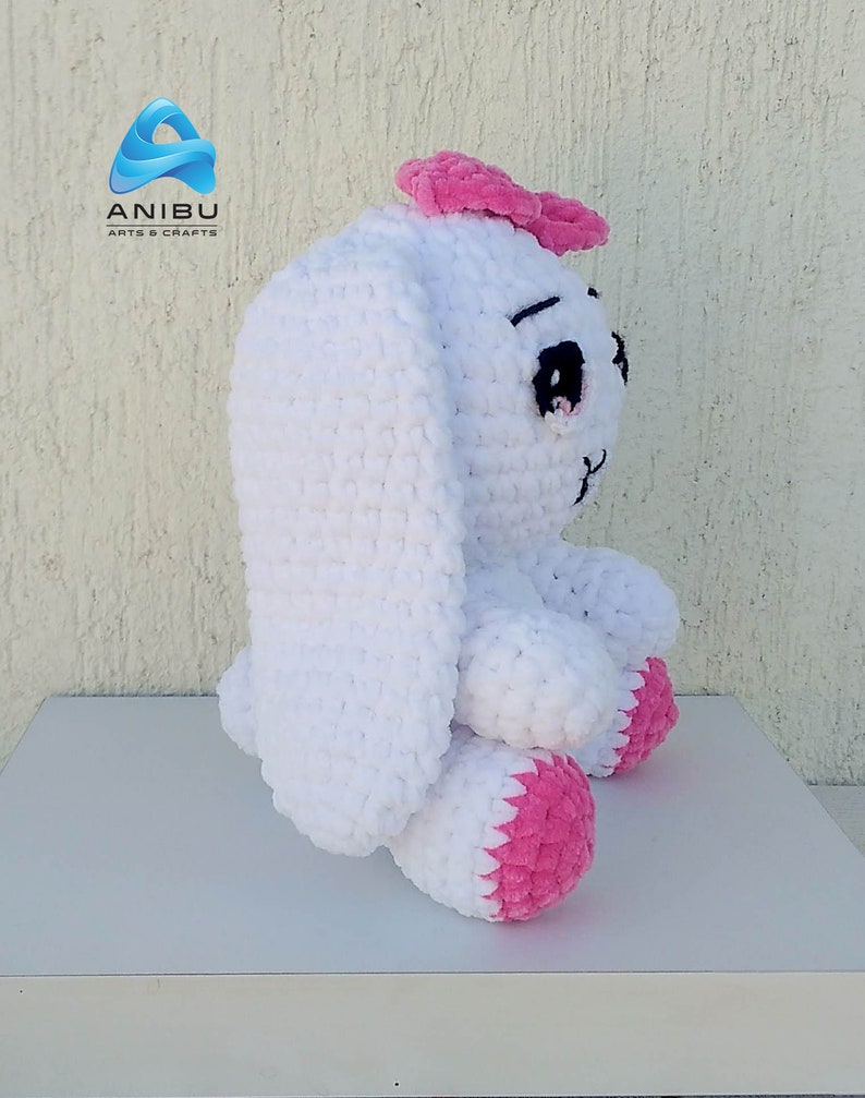 Plush Rabbit Amigurumi Toy, Crochet Knitted Handmade Plaything for