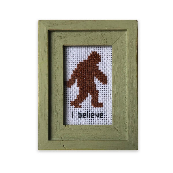 I Believe || Cross stitch mini with sasquatch detail