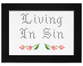 Living In Sin ||  cross stitch with flower