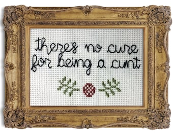 There's No Cure For Being a Cunt ||  cross stitch