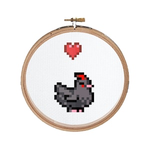 Stardew Valley Void Chicken With Heart || Cross stitch