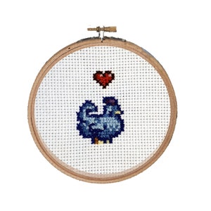 Stardew Valley Blue Chicken With Heart || Cross stitch