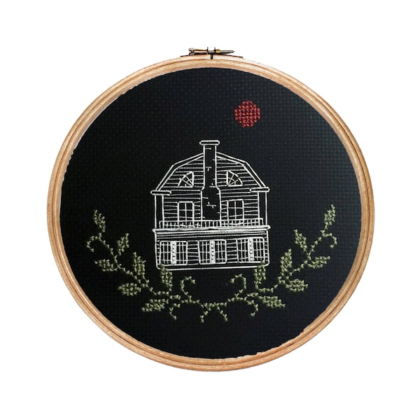 Amityville House || Cross stitch on black background