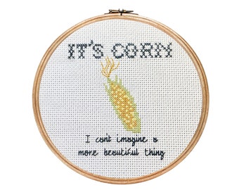 It's Corn. I Can't Imagine a More Beautiful Thing || Cross stitch with corn detail