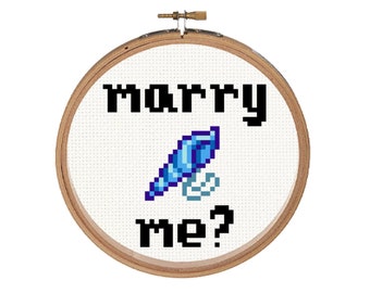 Mermaid's pendant "Marry Me?" || Stardew Valley inspired cross stitch
