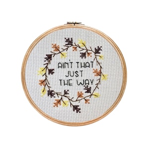 Ain't That Just The Way || Over The Garden Wall inspired cross stitch with fall wreath detail