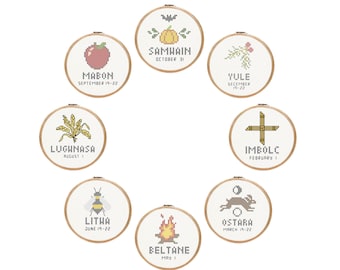 Ruota dell'anno // Calendario pagano // Punto croce nel telaio